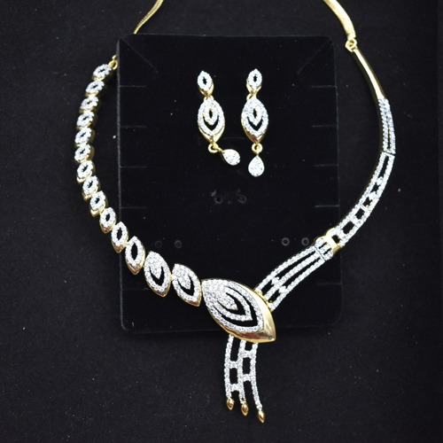 Diamond Toned Necklace For Women | Diamond Necklace Set Women And Girls