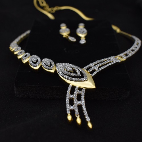 Diamond Toned Necklace For Women | Diamond Necklace Set Women And Girls