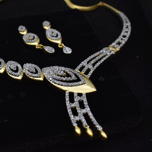 Diamond Toned Necklace For Women | Diamond Necklace Set Women And Girls