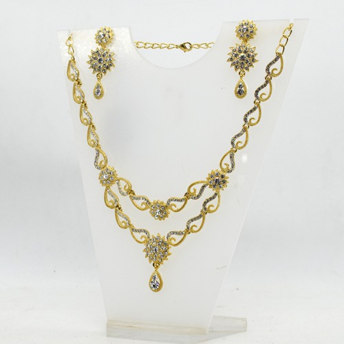 Gold Plated Diamond Neckless For Women | Necklace And Earring Set For Women