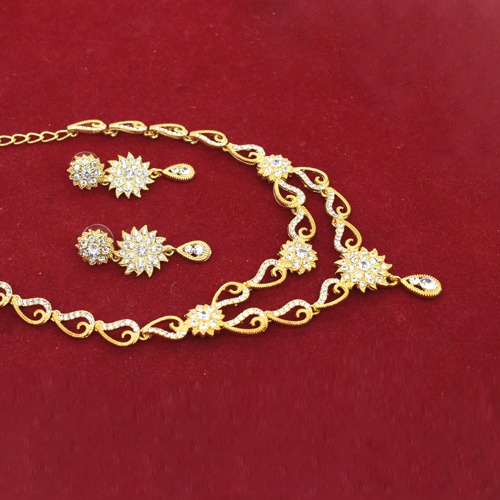 Gold Plated Diamond Neckless For Women | Necklace And Earring Set For Women