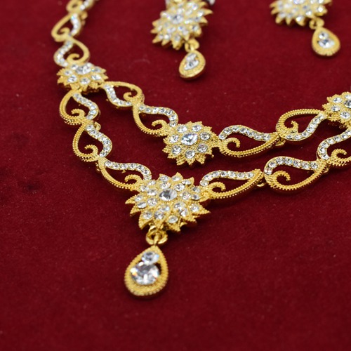 Gold Plated Diamond Neckless For Women | Necklace And Earring Set For Women