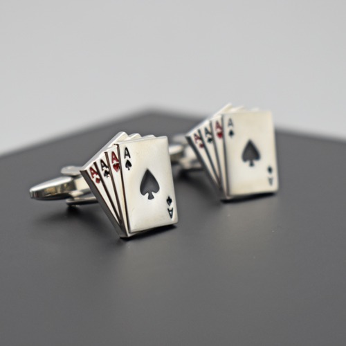 King Four of a Kind Aces Playing Cards Stainless Steel Poker Cufflinks for Men |  Cufflinks for Men| Gift For Men