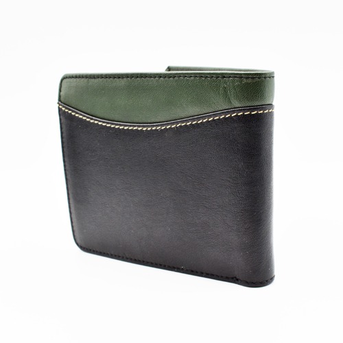 Two Toned Colour Men's Money Clip Leather Bi-Fold Slim Wallet with Card Holder & Money Clipper.