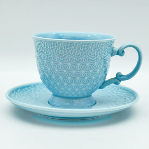 Ceramic Tea Set | Blue | Cup & Saucer Set of 5 Piece, for 4 People