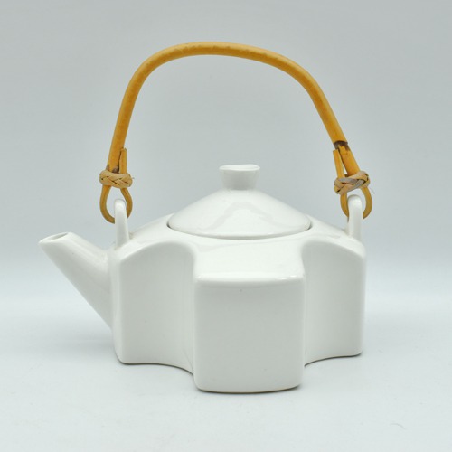 Ceramic Tea Set  | White Tea Set with 4 Cups & Saucer, Tea Kettle Pot