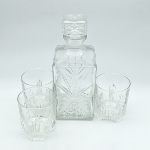 Clear Crystal Whisky 7 Pcs Set | Premium Glass Decanter Combo for Whisky, Alcohol, Liquor