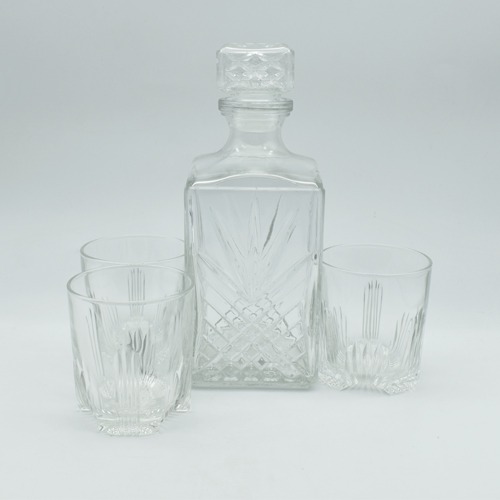 Clear Crystal Whisky 7 Pcs Set | Premium Glass Decanter Combo for Whisky, Alcohol, Liquor