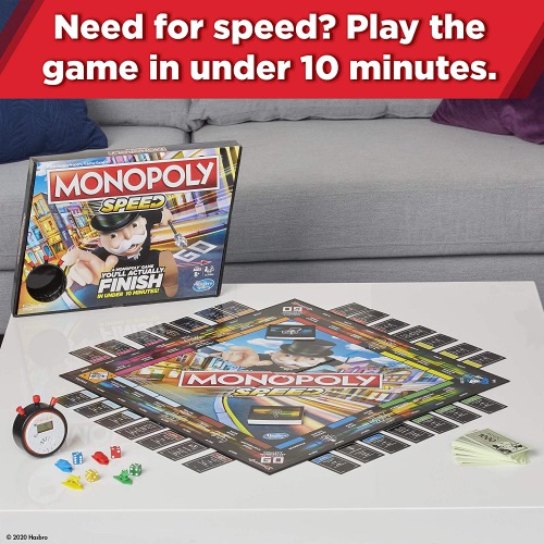 MONOPOLY Speed Board Game, Play in Under 10 Minutes, Fast-playing fantasy Board Game