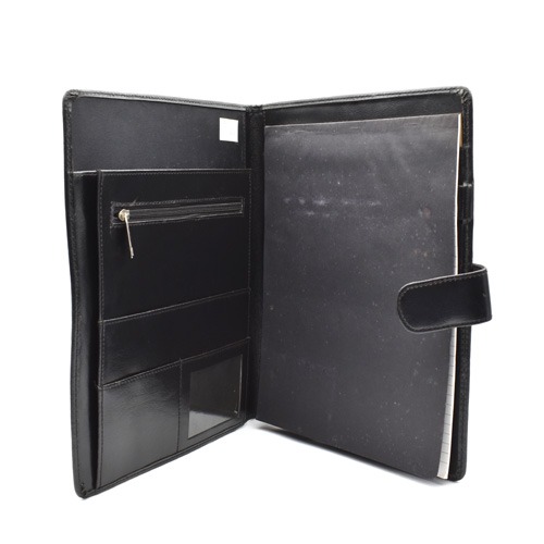 Professional Modern simple Black Minimalist Pocket Folder | PU Leather Portfolio Organiser for Business Professionals & Students