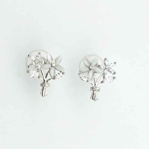 Silver-Toned Cubic Studs Earrings | Flower Design Earring | Earrings