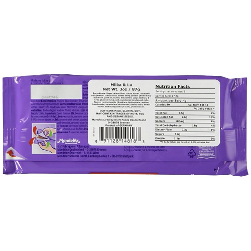 Milka Lu Chocolate Bar Pouch, 87 g