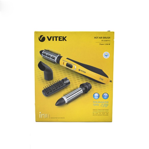 VITEK VT-2509 Y-I Hot Air Brush For Hair curler, Hair Dryer, Hair styling with Aqua Ceramic Coating & Four Attachment