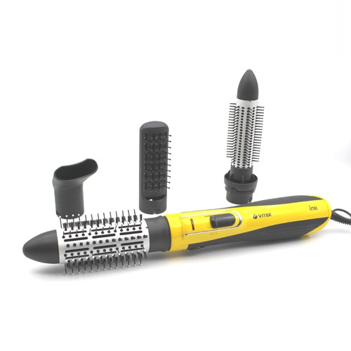 VITEK VT-2509 Y-I Hot Air Brush For Hair curler, Hair Dryer, Hair styling with Aqua Ceramic Coating & Four Attachment