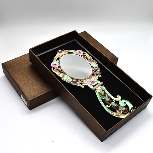 Handicraft Metal Hand Mirror for Girls (Multicolour) Metal Hand Mirror  Antique Work Beautiful Mirror for Women and Girls