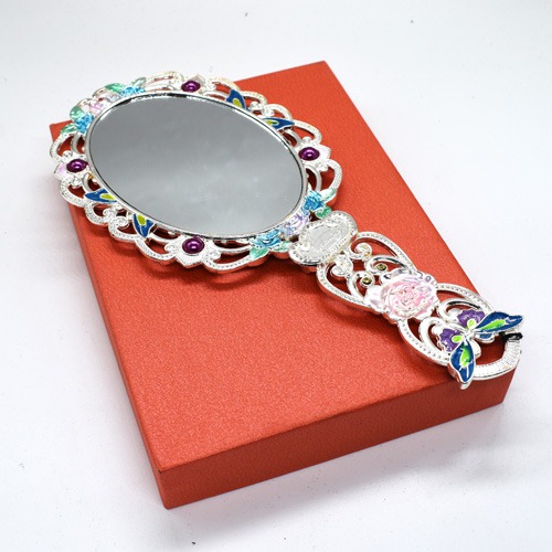 Handicraft Metal Hand Mirror for Girls And Women's | Metal Hand Mirror | Antique Work Beautiful Mirror for Women and Girls