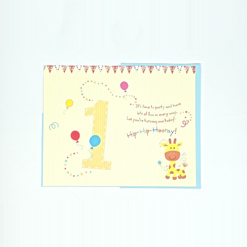 1 Year Old Birthday Card With Shagun Envelope Inside