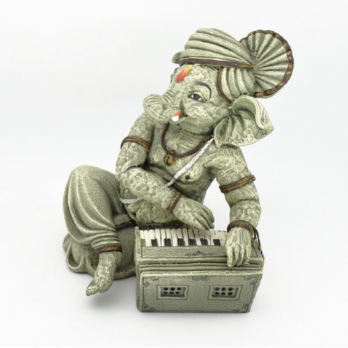 Decorative Ganesha Playing Harmonium Showpiece For Home Decor