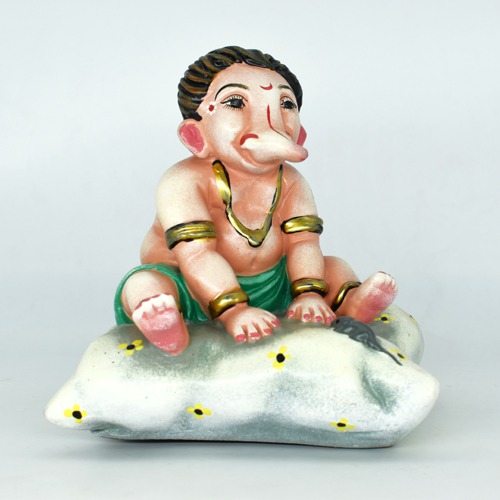 Bal Ganesha Sitting on Pillow  Idol For Home Decor,