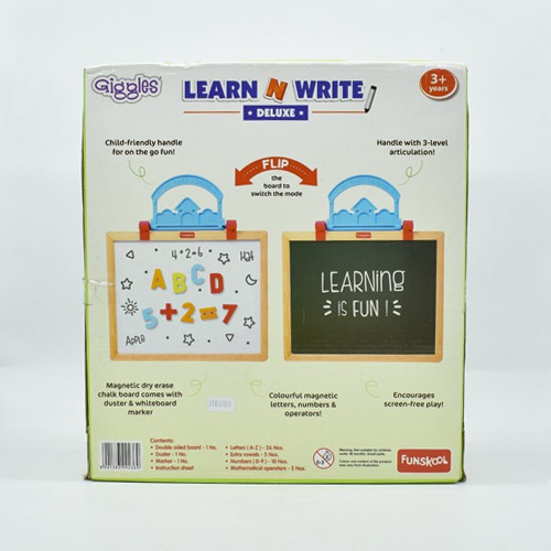 Giggles - Learn N Write Deluxe , 3 in 1 Magnetic Dry Erase & Chalkboard , Develops Early Writing Skills