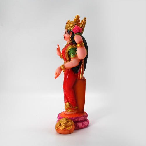 Fiber Lord Laxmi Mata Ji Statue for Pooja Room Home Temple Murti /  Size - 7 Inch, Multicolour