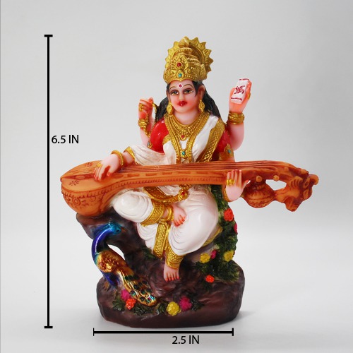 Maa Saraswati Fiber Statue,Hindu Goddess Saraswati ji Murti for Pooja,Meditation,Office,Home,Study Table Decorative,Showpiece Figurines