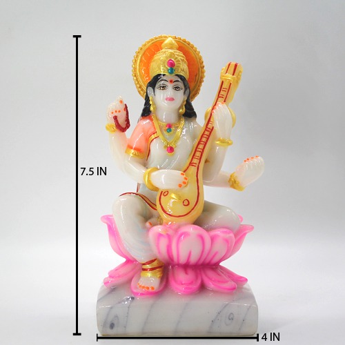 Antique Finish Goddess Saraswati Idol Goddess Maa Sarasvati Murti Figurine Big Saraswati Statue for School Office