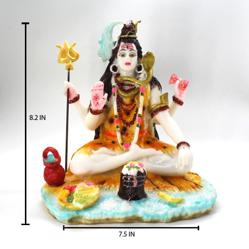 Fiber Sitting Idol Shiva, Shiv Murti, Multicolour, Gift For Family, Friends, Large Size 8 Inch