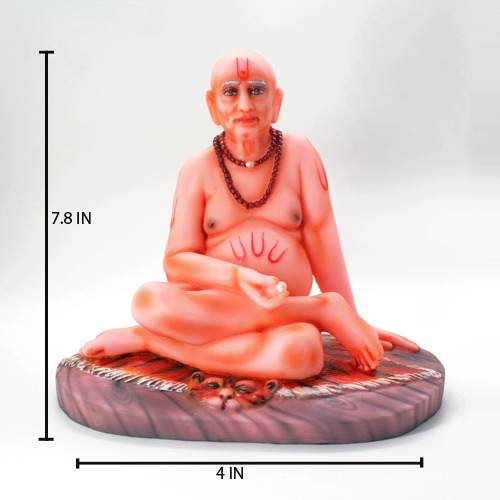 Swami Samarth Fiber Idol/Murti in Sitting Position (7 Inch, Orange)