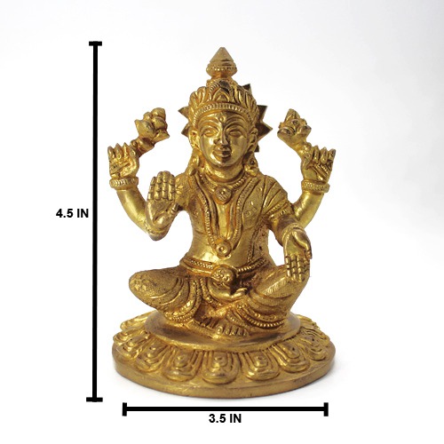 Brass Goddess Laxmi Idols Showpiece for Temple Pooja Room Diwali Decoration Gifts for Family Friends Corporate Client Mother Father