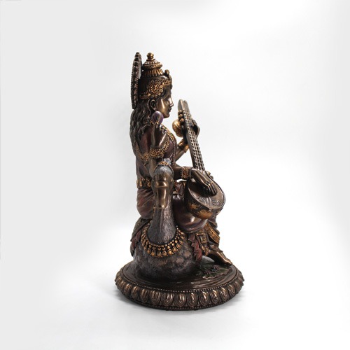 Resin Gaytri Mata Statue for Pooja Room Home Temple Murti / Big Size - 10 Inch,