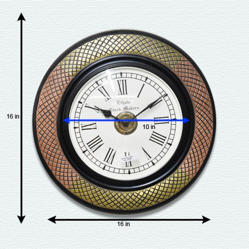 Wooden Look Round Home Fancy  Wood Finish Latest Antique Design Ticking Movement Wall Clock(16x 16 inches)
