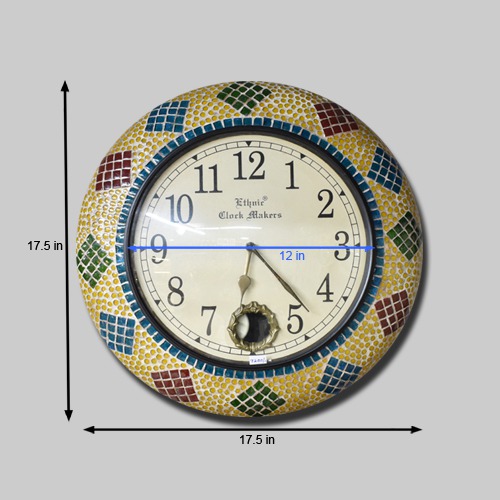 Clock Ceramic  Hand-Crafted Wall Clock( 18 x 18 inches, Multicolour)