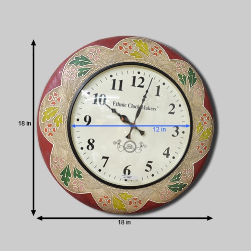 Wooden  Hand crafted  Wall Clock ( 18 x 18 inches, Multicolour)