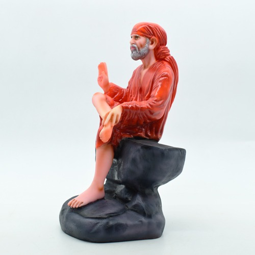 Blissful Sai Baba Idol for Decorative Showpiece with Orange Chola Religious Figurine -Ashirwad Sai Baba