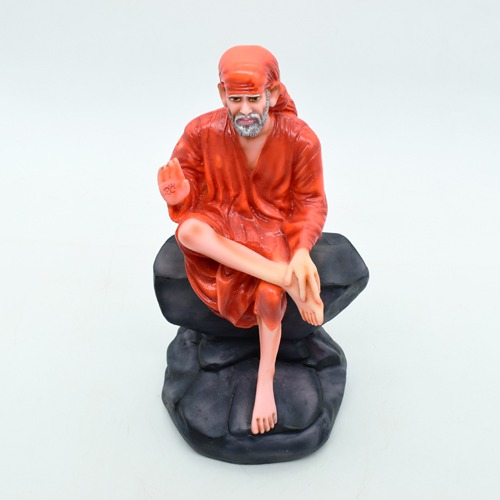 Blissful Sai Baba Idol for Decorative Showpiece with Orange Chola Religious Figurine -Ashirwad Sai Baba