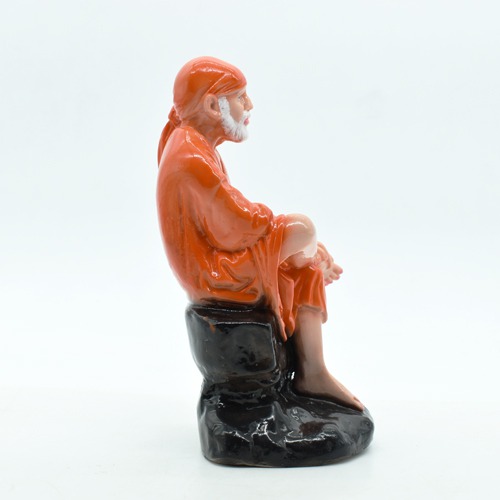 Blissful Sai Baba Idol for Decorative Showpiece with Orange Chola Religious Figurine -Ashirwad Sai Baba