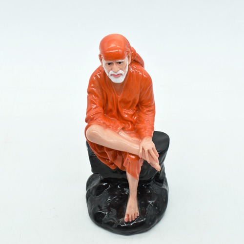 Blissful Sai Baba Idol for Decorative Showpiece with Orange Chola Religious Figurine -Ashirwad Sai Baba