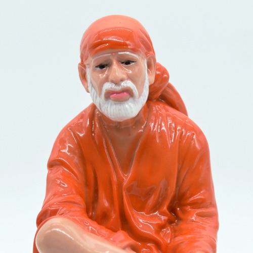 Blissful Sai Baba Idol for Decorative Showpiece with Orange Chola Religious Figurine -Ashirwad Sai Baba