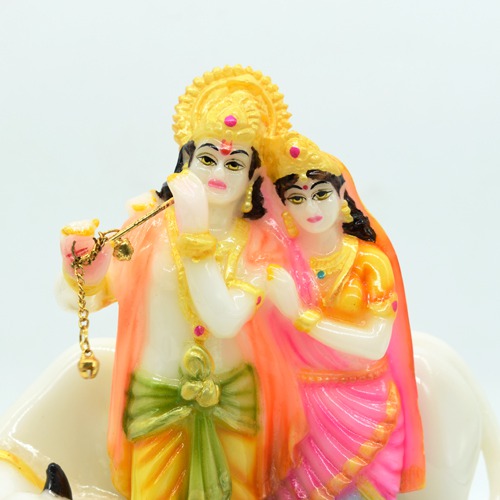 Fiber Radha Krishna Cow God Idol, Radha Krishna Cow God Murti Figurine Religious Pooja Gift Items and Murti for Mandir/Temple/Home/Office