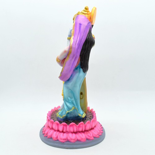 Radha Krishna Standing In Lotus Fiber Idol Gift For Family, Friends