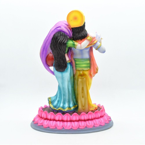 Radha Krishna Standing In Lotus Fiber Idol Gift For Family, Friends