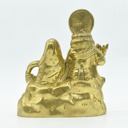 Radha Krishna Sitting | Pol | Brass Radha Krishna Idol, Yellow Colour (5 inch)