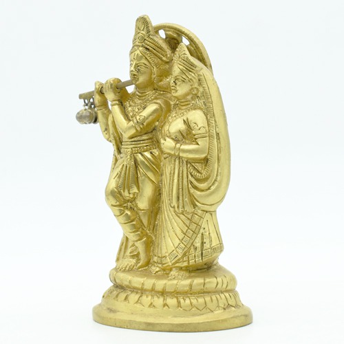 Radha Krishana Standing Brass Idol, Yellow Colour , Brass Idol| Radha Krishan| Krishna| Radha| Standing Idol