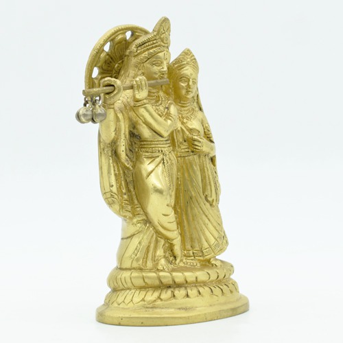 Radha Krishana Standing Brass Idol, Yellow Colour , Brass Idol| Radha Krishan| Krishna| Radha| Standing Idol