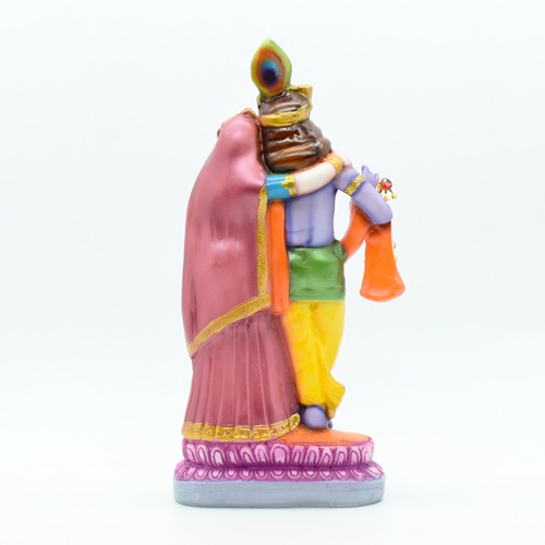 Radha Krishna Multicolour Standing Idol, Krishna Radha Idol, Fiber Idol, Multicolour, Large Size 9 inch