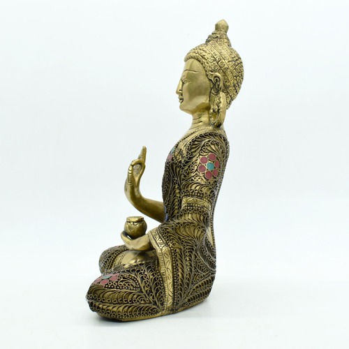 Meditating Buddha Statue for Home Decor Large Size Buddha Idols Living Room Office Desk Table Resin Murti Feng Shui Vastu Showpiece Year Gifts (Gold)