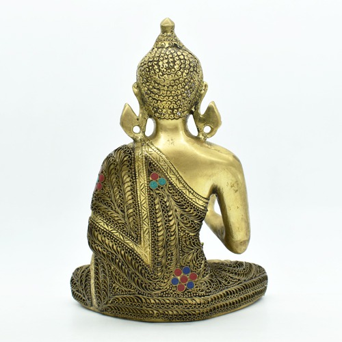 Meditating Buddha Statue for Home Decor Large Size Buddha Idols Living Room Office Desk Table Resin Murti Feng Shui Vastu Showpiece Year Gifts (Gold)