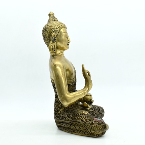 Meditating Buddha Statue for Home Decor Large Size Buddha Idols Living Room Office Desk Table Resin Murti Feng Shui Vastu Showpiece Year Gifts (Gold)