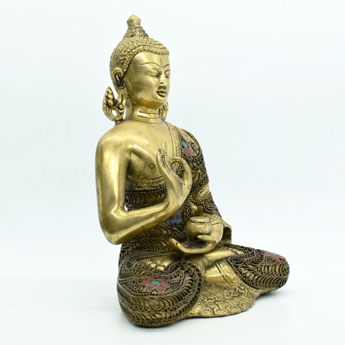 Meditating Buddha Statue for Home Decor Large Size Buddha Idols Living Room Office Desk Table Resin Murti Feng Shui Vastu Showpiece Year Gifts (Gold)